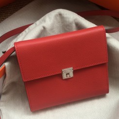 Designer Hermes Red Clic 16 Wallet With Strap QY00582