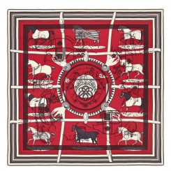 Designer Hermes Red H Imprimeur Fou Couvertures d'Ex-Libris Shawl 140cm QY01379