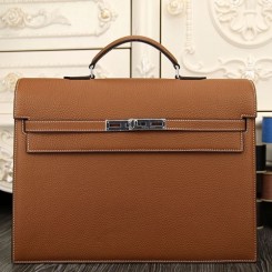 Fake Hermes Brown Kelly Depeche 38cm Briefcase Bag QY01561