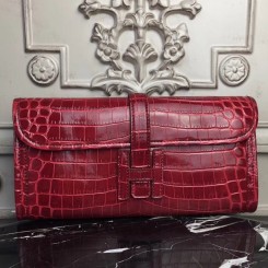 Fake Hermes Jige Elan 29 Clutch In Dark Red Crocodile Leather QY01783