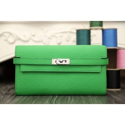 Fake Hermes Kelly Longue Wallet In Bamboo Clemence Leather QY00034