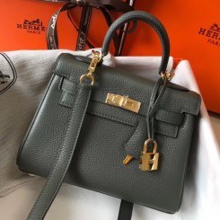 Fake Hermes Mini Kelly 20cm Handbag In Canopee Clemence Leather QY00087