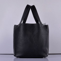 Fake Hermes Picotin Lock Bag In Black Leather QY01763