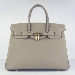 Fashion Imitation Hermes Birkin 30cm 35cm Bag In Grey Togo Leather QY02184