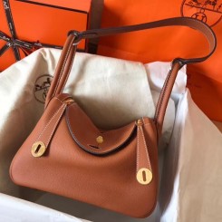 First-class Quality Hermes Gold Lindy 26cm Clemence Handmade Bag QY01452