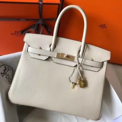 Replica Hermes Birkin 35cm Bag In Taupe Grey Clemence Leather GHW