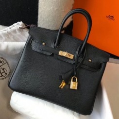 Hermes Birkin 25cm Handbag In Black Clemence Leather QY02390