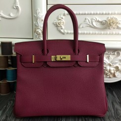 Hermes Birkin 30cm 35cm Bag In Bordeaux Clemence Leather QY01535