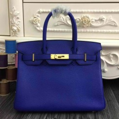 Hermes Birkin 30cm 35cm Bag In Electric Blue Clemence Leather QY01358