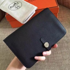Hermes Black Dogon Duo Combined Wallet QY00216