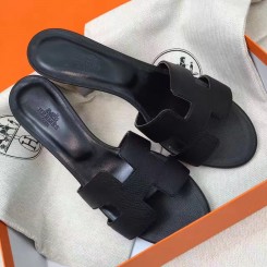 Hermes Black Epsom Oasis Sandals QY01360