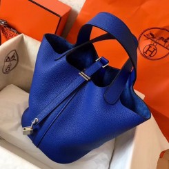 Hermes Blue Electric Picotin Lock PM 18cm Handmade Bag QY01768