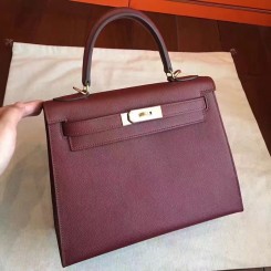 Hermes Bordeaux Epsom Kelly Sellier 28cm Handmade Bag QY02150