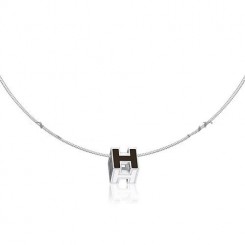 Hermes Cage d’H Necklace Black in Lacquer With Gold QY01712
