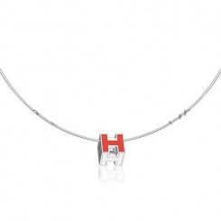 Hermes Cage d’H Necklace Red in Lacquer With Gold QY00118