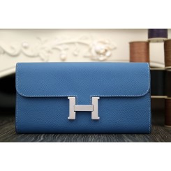 Hermes Constance Wallet In Jean Blue Epsom Leather QY00130