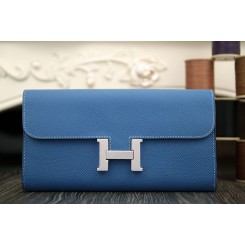 Hermes Constance Wallet In Jean Blue Epsom Leather QY00130
