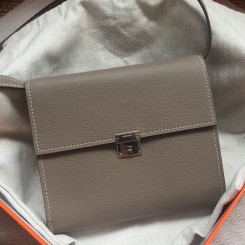 Hermes Grey Clic 16 Wallet With Strap QY01637