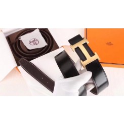 Hermes H Belt Buckle & Chocolate Clemence 32 MM Strap QY01680