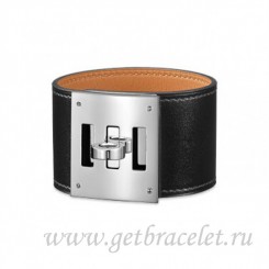 Hermes Kelly Dog Bracelet Black With Silver QY00885