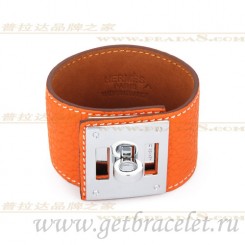 Hermes Kelly Dog Bracelet Orange With Silver QY01848