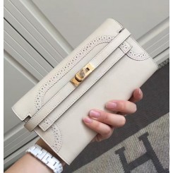 Hermes Kelly Ghillies Wallet In Ivory Swift Leather QY01924