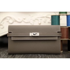 Hermes Kelly Longue Wallet In Etoupe Epsom Leather QY00781