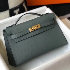 Hermes Kelly Pochette Bag In Vert Amande Epsom Leather QY00842