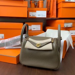 Replica Hermes Lindy 26cm Bag In Vert Amande Clemence Leather GHW