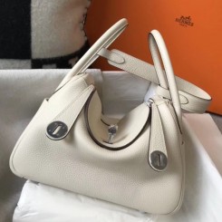 Hermes Lindy 26cm Bag In White Clemence With PHW QY00891