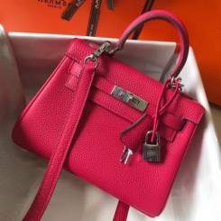 Cheap Replica Hermes Rose Dragee Swift Kelly Mini II 20cm Handmade Bag  HJ00084