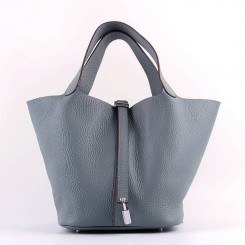 Hermes Picotin Lock Bag In Blue Lin Leather QY00865