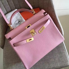 Hermes Pink Clemence Kelly Retourne 28cm Handmade Bag QY02291