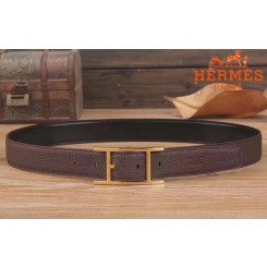 Hermes Quentin 32 MM Chocolate Reversible Belt QY02374