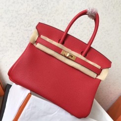 Hermes Red Clemence Birkin 25cm Handmade Bag QY00893