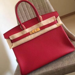 Hermes Red Clemence Birkin 35cm Handmade Bag QY00905