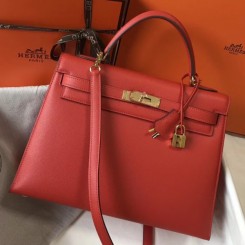 Hermes Red Epsom Kelly 32cm Sellier Handbag QY00095