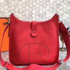 Hermes Red Evelyne III PM Messenger Bag QY02073