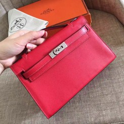 Hermes Red Swift Kelly Pochette Handmade Bag QY02041