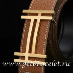 Hermes Reversible Belt 18K Gold Fashion H Brushed Buckle QY01022