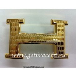 Hermes Reversible Belt 18K Gold Lizards Stripe Buckle QY01638