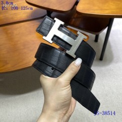 Hermes Reversible Belt Black Ostrich Stripe Leather With 18K Silver Wave Stripe H Buckle QY01592