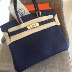 Hermes Sapphire Clemence Birkin 35cm Handmade Bag QY01860