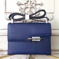 Hermes Sapphire Epsom Verrou Shoulder Handmade Bag QY01930