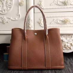 Hermes Small Garden Party 30cm Tote In Brown Leather QY00385