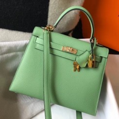 Hermes Vert Criquet Epsom Kelly 28cm Sellier Handbag GHW QY01734
