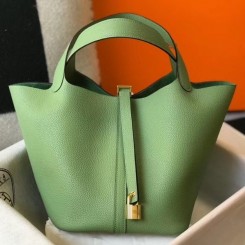 Hermes Vert Criquet Picotin Lock MM 22cm Handmade Bag QY01295