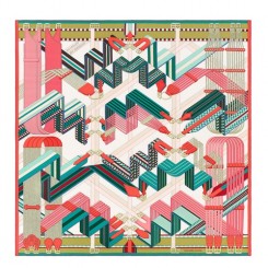 Hermes White Sangles en Zigzag Silk Scarf QY02055