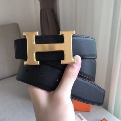 High Quality Hermes H Reversible Belt In Grey/Black Swift Leather QY00284
