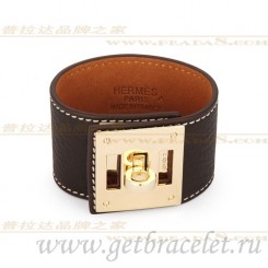 High Quality Hermes Kelly Dog Bracelet Brown With Gold QY01689